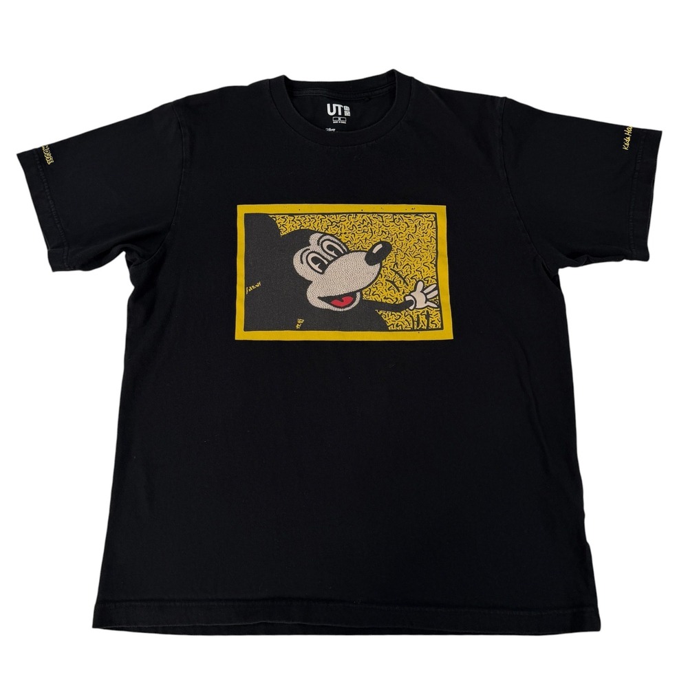 Uniqlo UT Disney Mickey Mouse x Keith Haring Black Graphic T-Shirt Mens Medium
